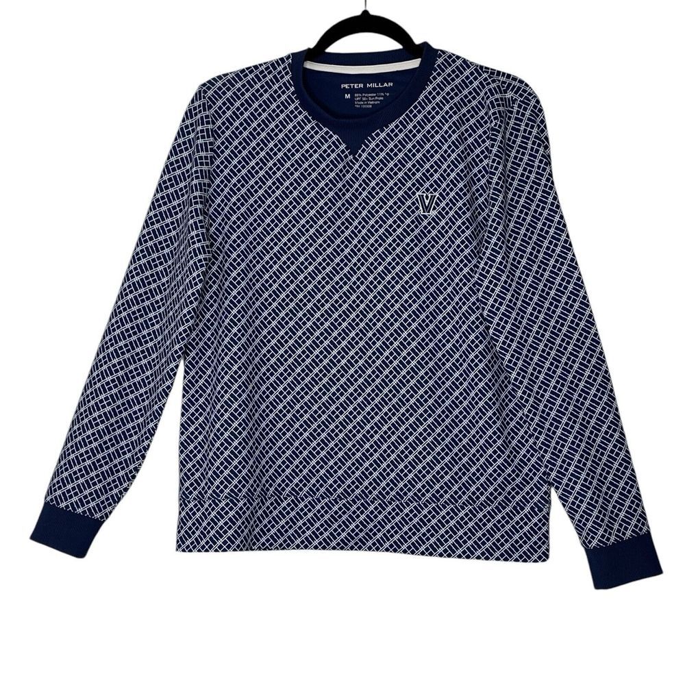 Peter Millar Sweater Pullover Women's Medium Blue‎ Crewneck Long Sleeve Stretch